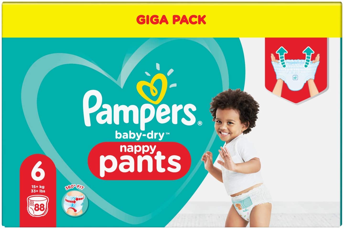 Pampers 81714244 Baby-Dry Pants Nappy Pants White, Size 6 (88 Count)