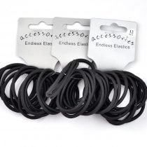 36 x Black Endless Hair Elastics/ Bobbles - Snag Free