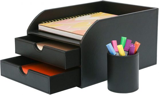 OSCO Faux Leather 2 Tier Sorter with Letter Tray - Image 2