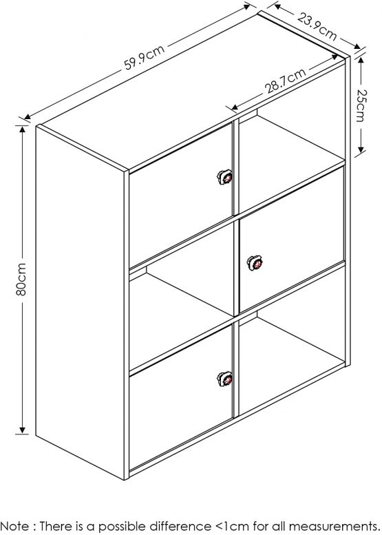 Furinno Pasir 3 Tier Shelf w/3 Door/Round Handle, Steam Beech - Image 2