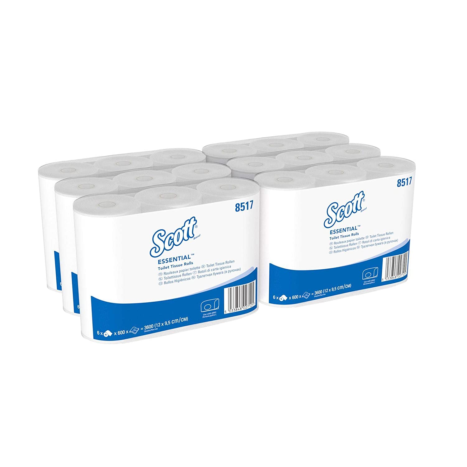 Scott Essential, 8517, Standard Roll Toilet Tissue, 2 ply, White, 36 rolls x 600 sheets, 36 rolls x 600 white - Image 2