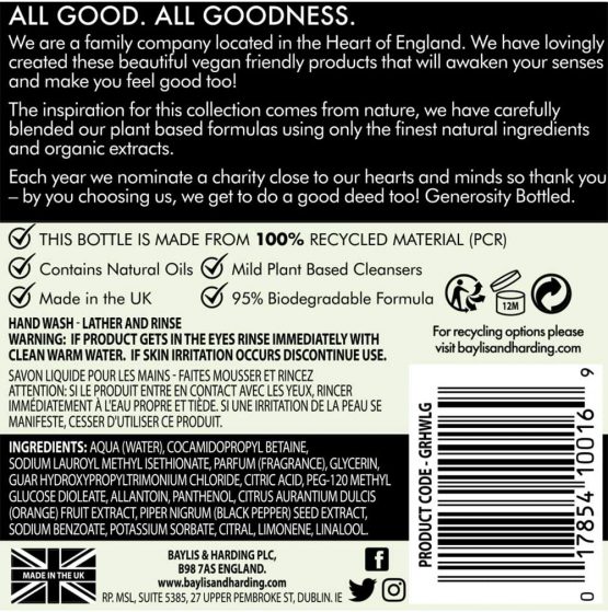 Baylis & Harding Goodness Lemongrass & Ginger, Hand Wash, 500 ml, Pack of 3 - Image 2