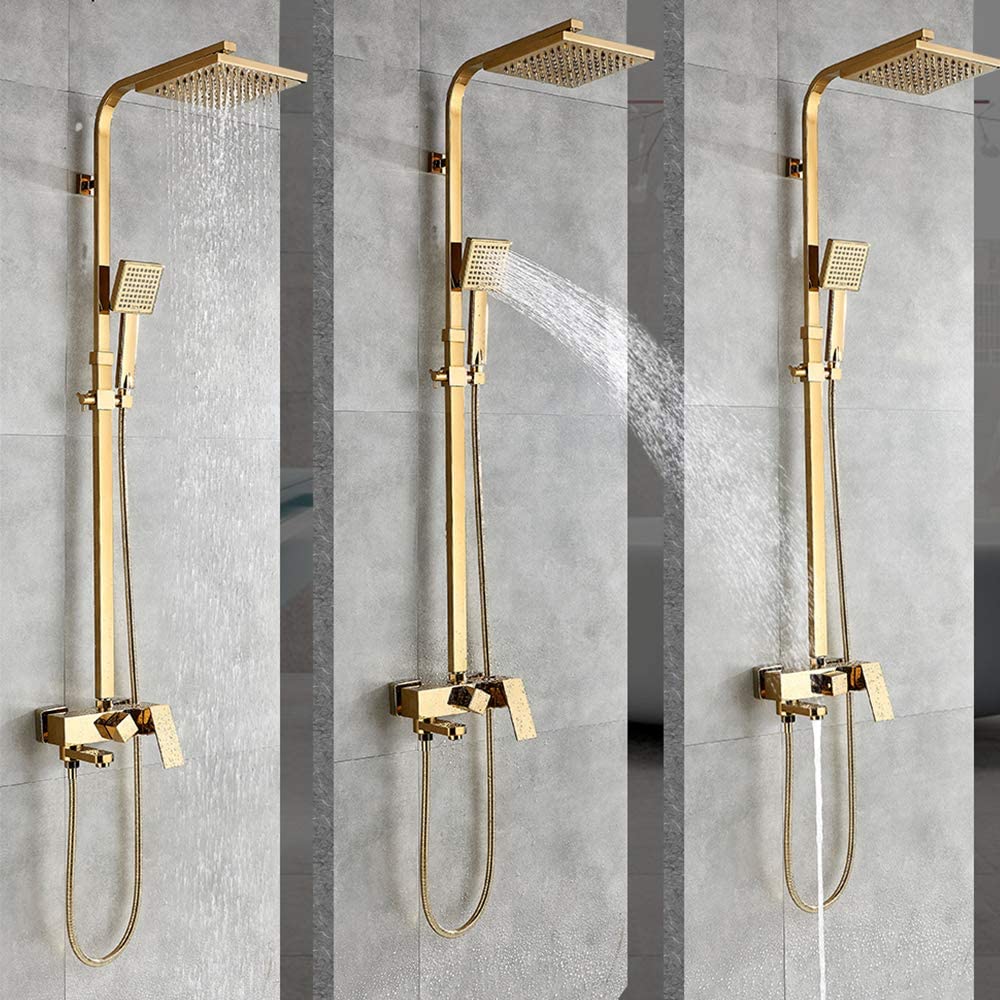 Onyzpily Gold Shower taps Shower Set Shower System 3-Function with ...