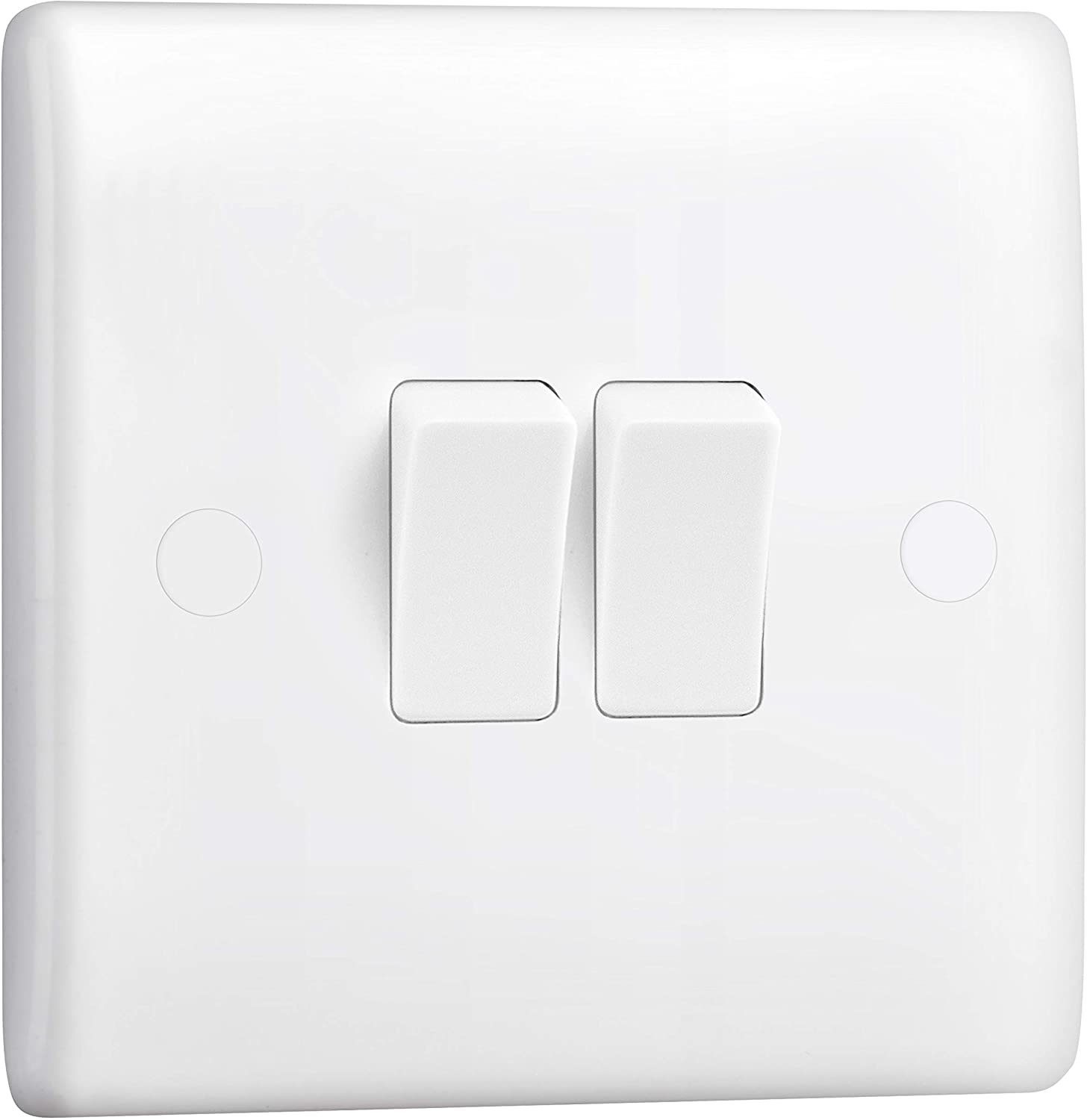 BG Electrical Double Wall Light Switch, 2 Way, Round Edge, Nexus 800 Series, White Moulded, 20A, 16AX, 842