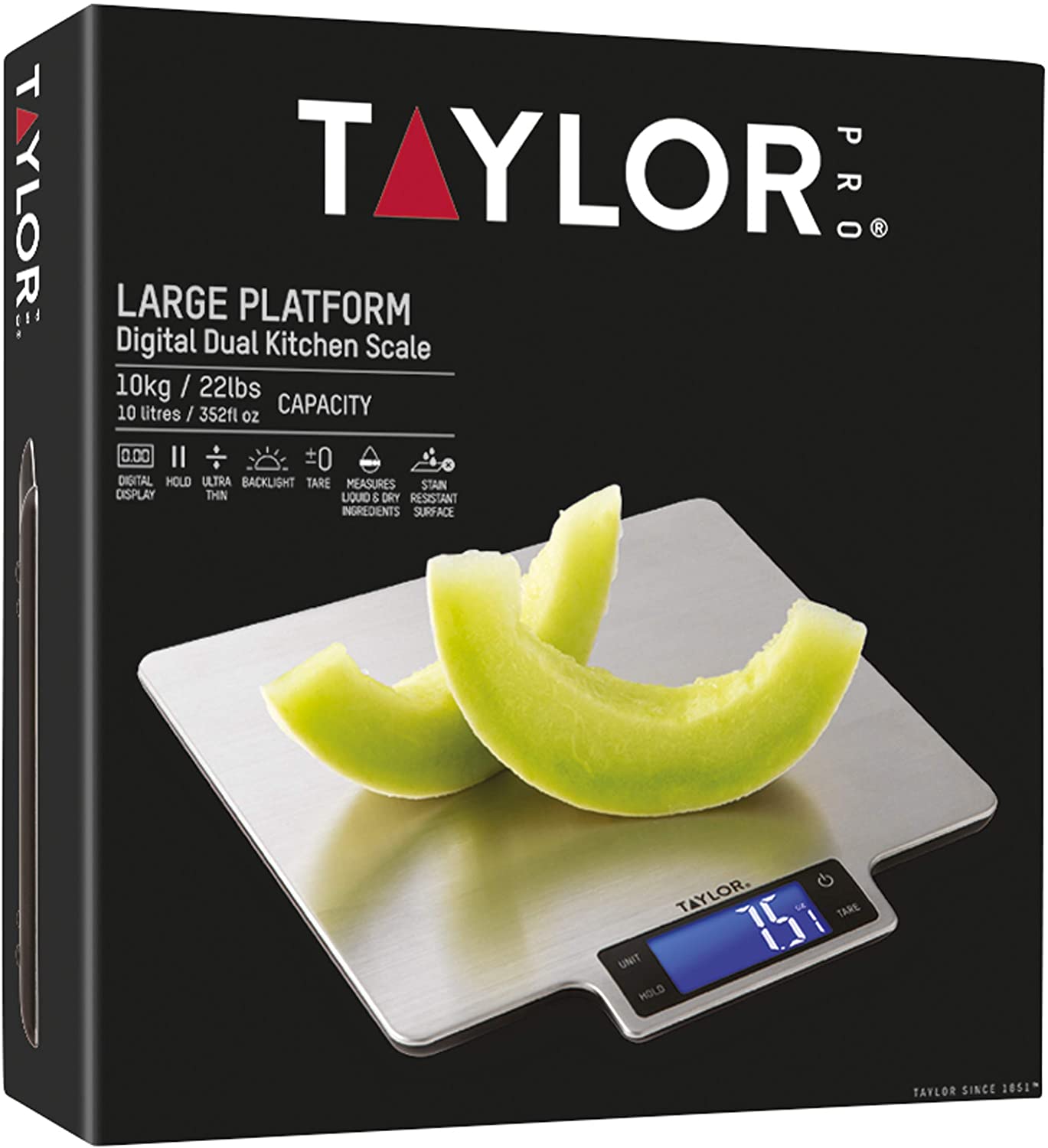 Taylor Pro Digital Large Kitchen Food Scales, Professional Standard Tare Feature with Accuracy and High Precision Sensor - Image 4
