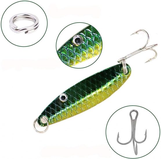 OROOTL Fishing Spoon Kit Metal Lures, 30pcs Colorful Metal Casting Fishing Spinner Baits Spoon Fishing Lures Sharp Treble Hooks Tackle Kit - Image 2