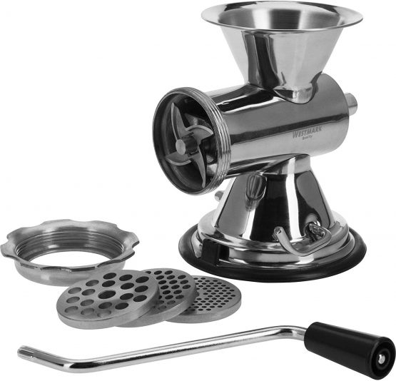 Westmark Mincer with 3 Perforated Discs, Sausage Filling Funnel and Baking Attachment, Size 8, with Suction Base, Stainless Steel/Plastic, Silver, 97772260 - Image 2