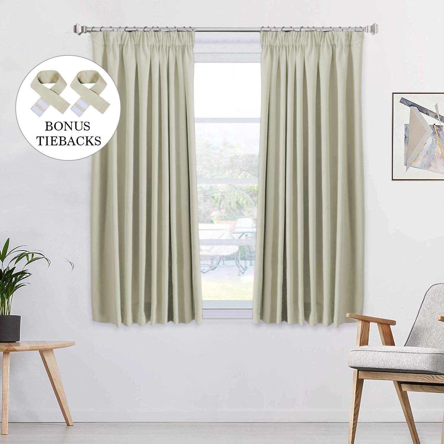 H.Versailtex Blackout Curtains Super Soft Window Treatment Thermal Insulated Pleat Blackout Curtains for Living Room/Bedroom