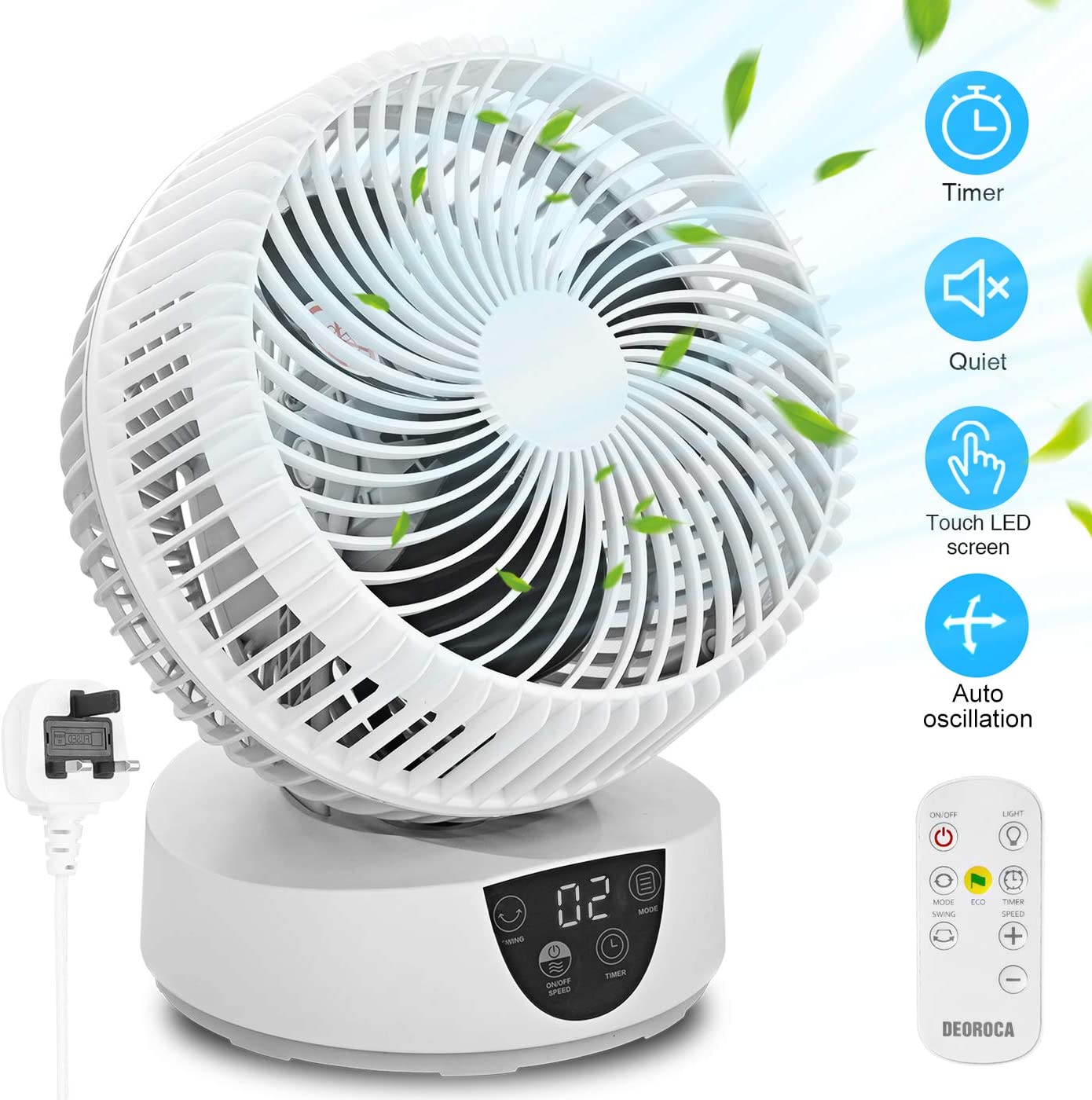 Desk Cooling Fan for Air Circulation with Remote Control, 3 Speeds, 4 ...