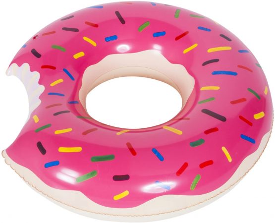 Goods & Gadgets Inflatable Donut Swim Tire 120cm Pool Party Giant Inflatable Swim Ring pink-purple