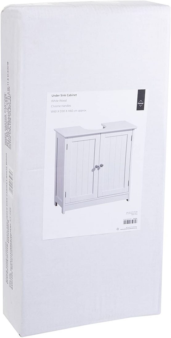 Premier Housewares White Pedestal Sink Under Sink Unit Kitchen Sink Bathroom Under Sink Cabinet Under Basin Storage Undersink Cabinets h60xw60xd30 cm - Image 4