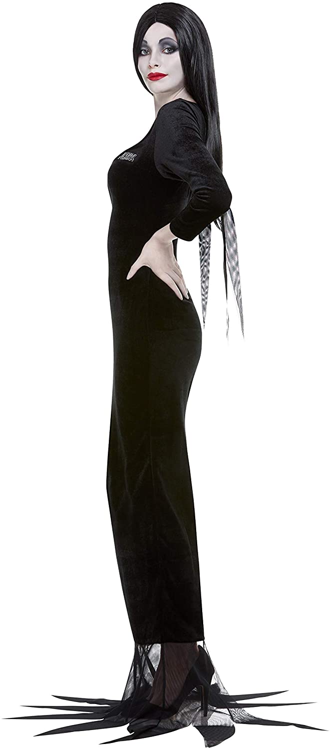 Smiffys The Addams Family Morticia Costume, Adult, Black Dress & Wig, Officially Licensed - Image 2