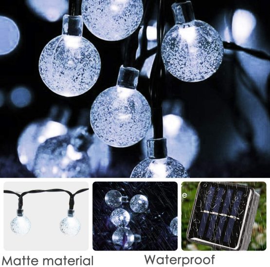 Mitening Solar String Lights Garden, 7M 50 LED Outdoor Waterproof Crystal Ball Fairy Lights 8 Modes Solar Powered Globe Lights for Garden Patio Yard Home Wedding Festival Party [Energy Class A+++] - Image 2
