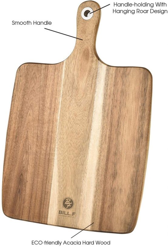 Bill F Since 1983 Acacia Wood Pizza Board/Serving Tray,Pizza Paddle Chopping Board Baking Shovel Cake Lifter for Moving Pizza, Cookies Pie, Cakes, Bread, 15.4 x 9.8 x 0.6 Inch - Image 3