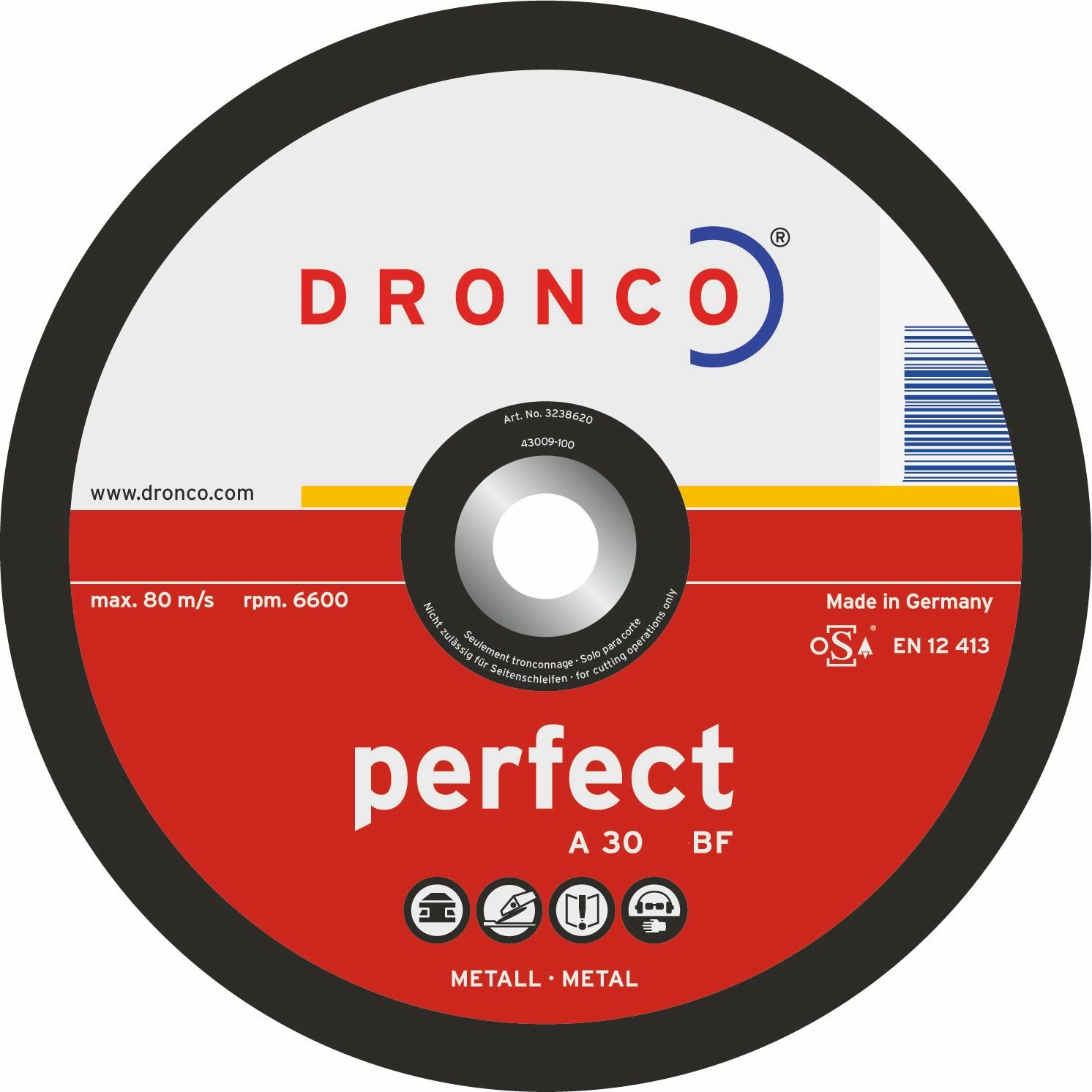 Dronco Perfect Boxed - DPC Grinding Disc - Metal 180 x 6mm Box Of 10