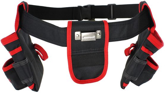 Spares2go 20 Pocket Double Tool Belt Heavy Duty Joiners Carpenter Builders Nails Pouch - Image 2