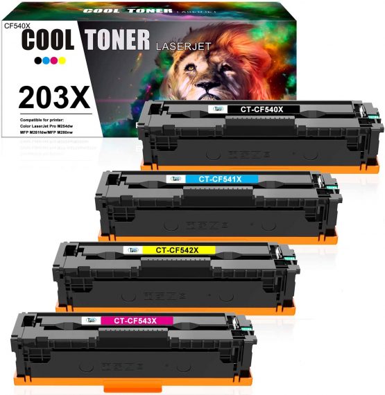 Cool Toner Compatible Toner Cartridge Replacement for HP 203X 203A CF540A CF540X Color Laserjet Pro MFP M281fdw M254dw M281fdn M281cdw M280nw M254nw M254dn M281 M254 (Black Cyan Yellow Magenta, 4Pack)