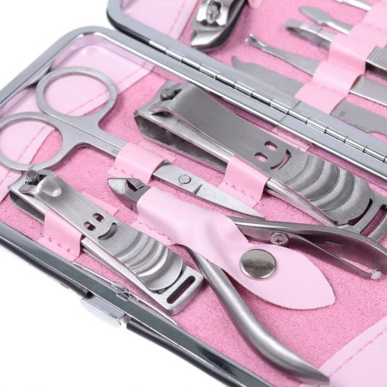 rayinblue 12pcs Stainless Steel Manicure Pedicure Set Nail Scissors Nail Clippers Kit With Pink Case - Image 4