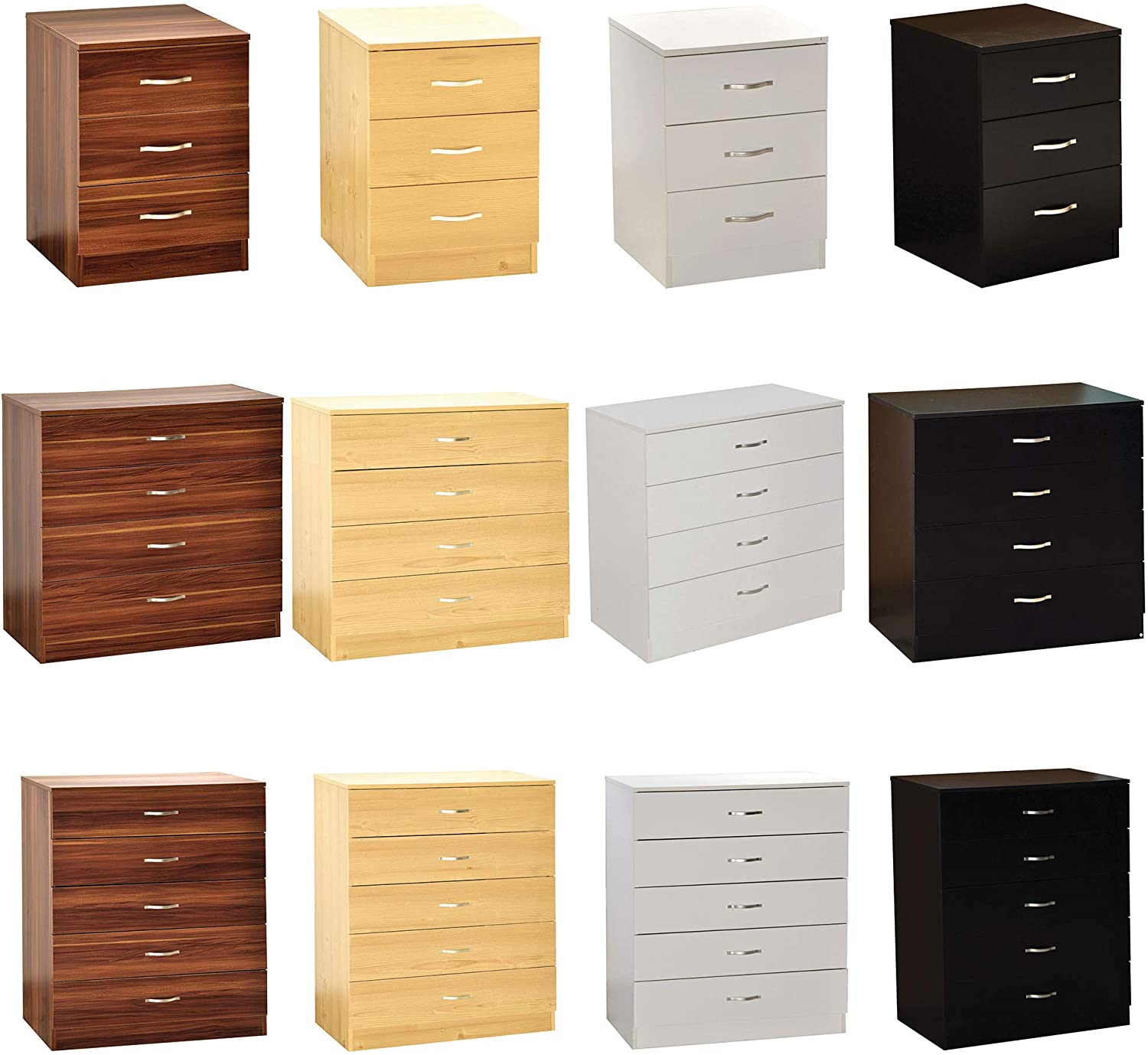 Vida Designs Riano 5 Drawer Chest of Drawers, Metal Handles and Runners, Anti-Bowing Drawer Support, Bedroom, Nursery Furniture, White