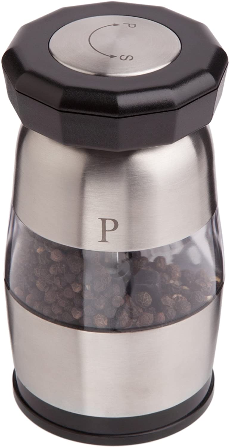 Ozeri Duo Ultra Salt and Pepper Mill and Grinder, Stainless Steel, Silver