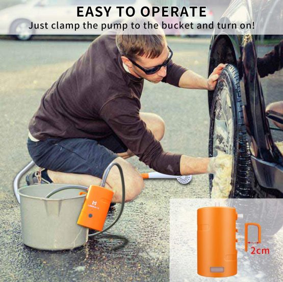 LIEBMAYA Portable Outdoor Shower, 4400mAh Battery Powered USB Rechargeable Pump，Handheld Outdoor Shower Head for Camping, Hiking, Traveling, IPX7 Waterproof - Image 3