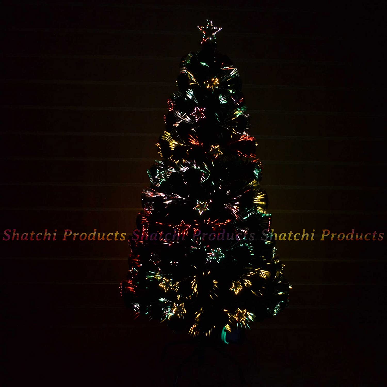 4Ft/120cm Fibre Optic Christmas Tree with Star Topper, Stars Decorations, Pre-Lit Green Artificial Xmas Tree - Image 3
