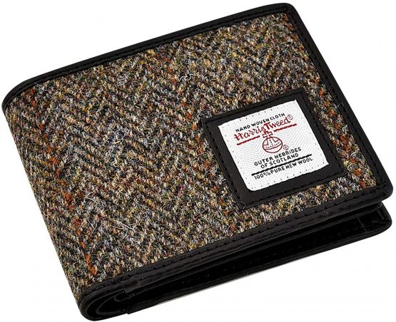 Mens Harris Tweed Trifold Wallet Purse Boxed