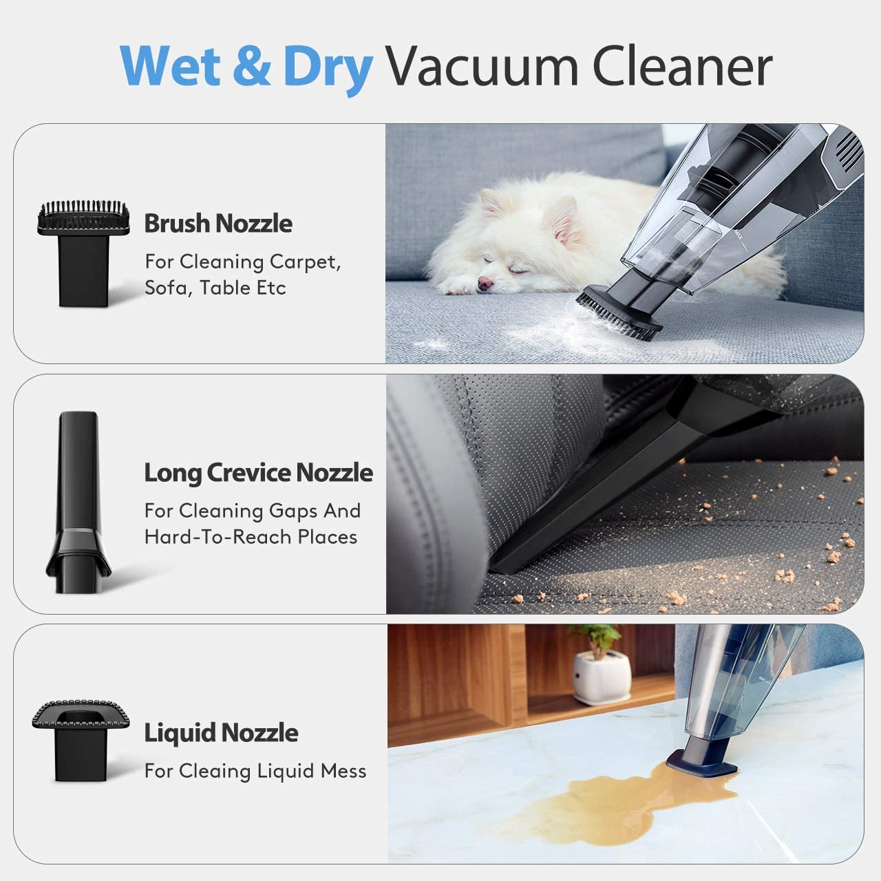 Holife Handheld Vacuum Cordless, 8500Pa 14.8V Powerful Suction Portable