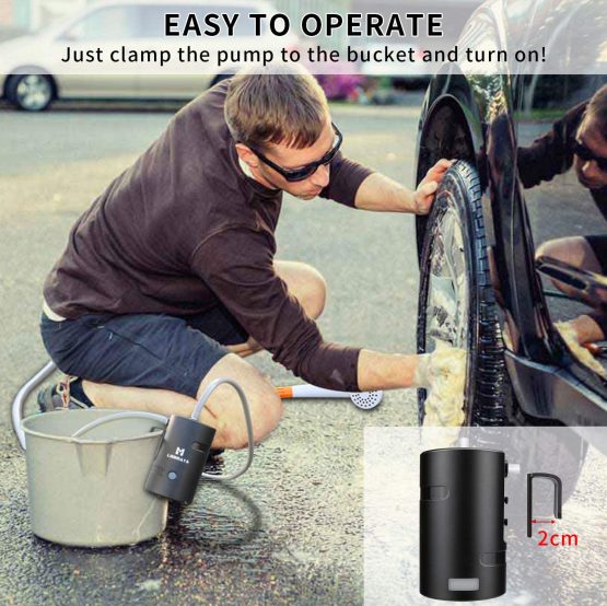 LIEBMAYA Portable Outdoor Shower, Camping Shower 4400mAh Battery Powered Shower Pump for Outdoor Family Camp/Hiking/Backpacking, Travel, Beach, Pet, Flowering, IPX7 Waterproof Black - Image 3