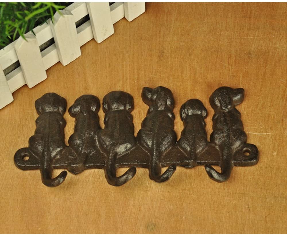 Eastlion Six Dog Four Key Hooks Antique Rust Iron, Bronze - Image 3