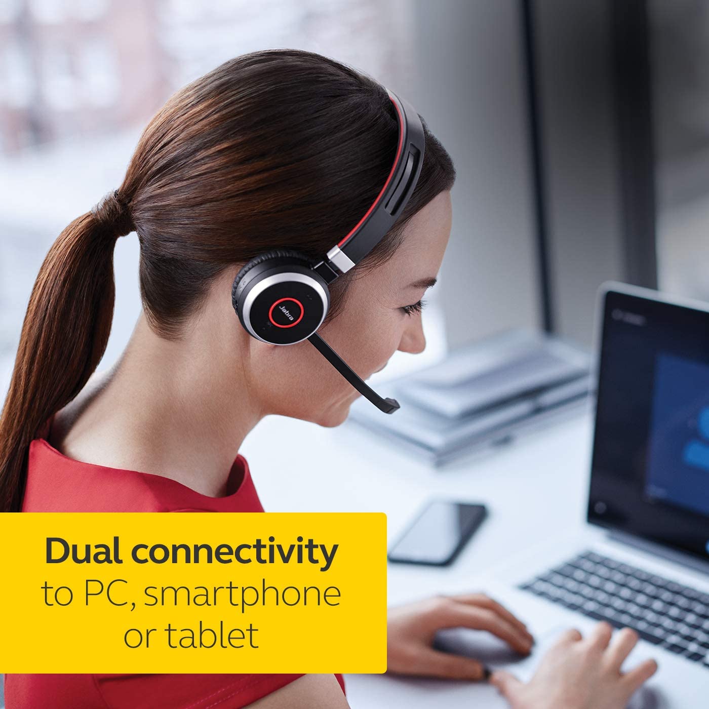 Jabra Evolve 65 Wireless Stereo On-Ear Headset, Unified Communications Optimised Headphones With Long-Lasting Battery - Image 4