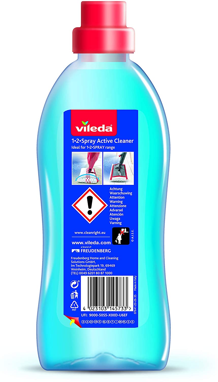 Vileda 1-2 Spray Active Cleaner, Diluted Cleaning Liquid for 1-2 Spray Mop, Pack of 2 750ml - Image 4