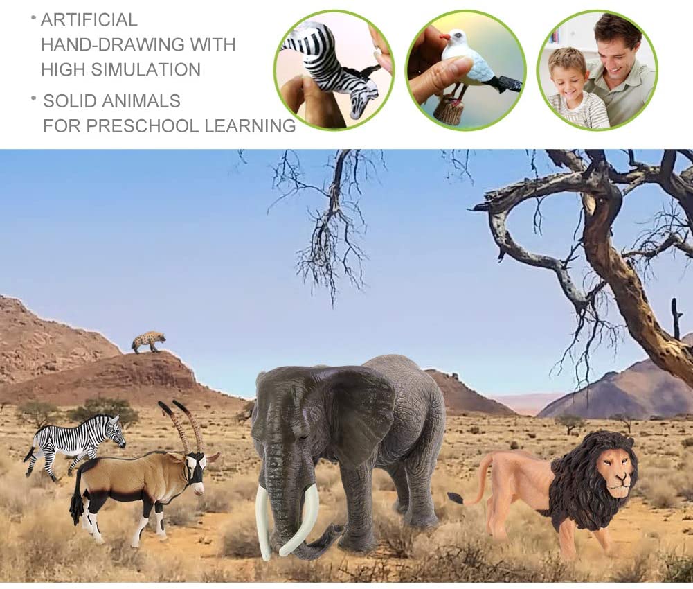 Volnau Safari Animal Figurines Toys 13PCS Africa Figures for Kids Toddlers Christmas Decoration Gift Preschool Educational Zoo Pack Lion Jungle Forest King Set - Image 3