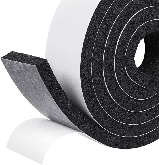 Fowong Open Cell Foam Insulation, 50mm(Width) X 12mm(Thick) X 2M(Length) Weather Stripping Window Insulation Air Conditioner Seal Low Density Foam Tape Shock-Absorbing