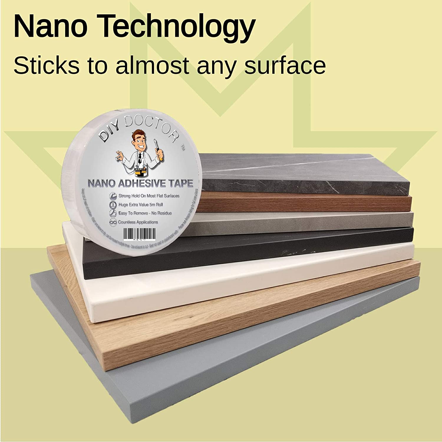 DIY Doctor Multi-Functional Double Sided Nano Tape, Huge 5m x 22mm Roll, Strong Double Sided Heavy Duty - Image 3