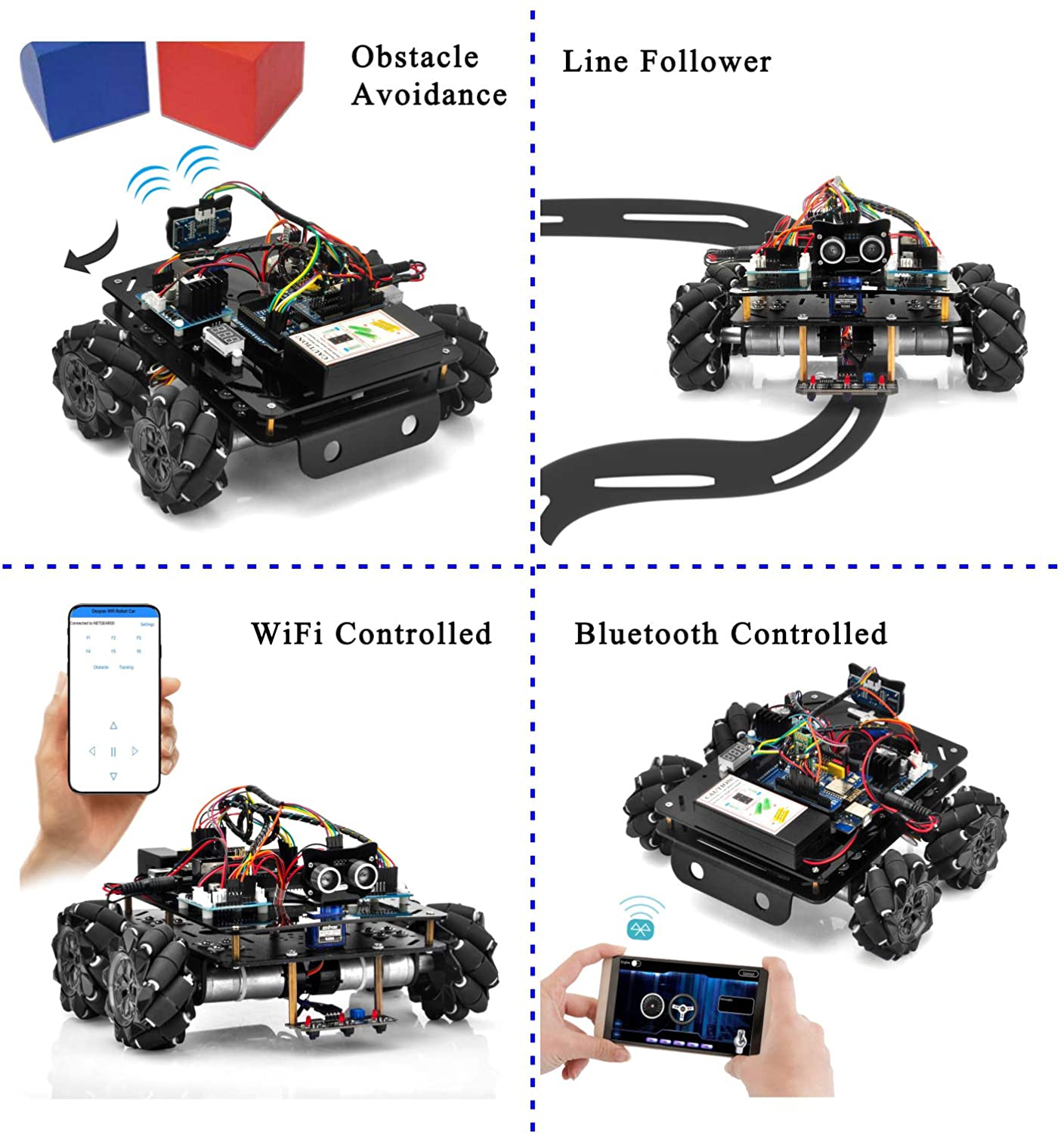 OSOYOO Omni-directinal Mecanum Wheels Robot Car Kit for Arduino, Black, Mittel - Image 4