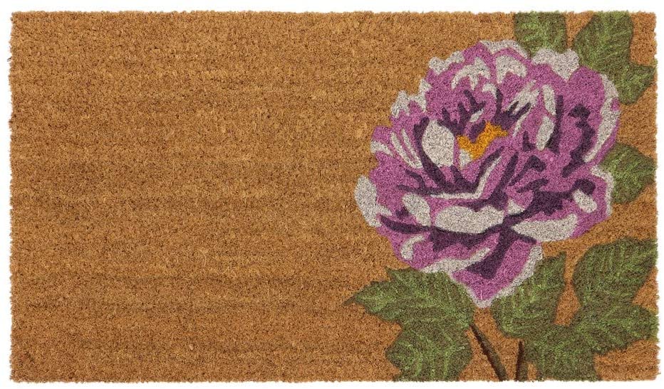 JVL Eco-Friendly Garden Latex Backed Coir Entrance Door Mat, Flower Design,Brown, ONE SIZE,02-833, 70 x 7 cm (Square) - Image 2