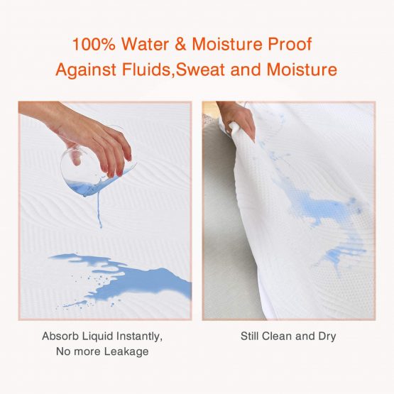 Sweetnight Single Mattress Protector- 100 Percent Waterproof Mattress Protector Single Bed, Quilted Bamboo Mattress Protector Fitted Extra Deep 40 cm Breathable Mattress Cover 90 x 190 cm - Image 3