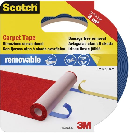 Scotch 42030750 – Removable Carpet to Floor Tape 50 mm x 7 m, Blue