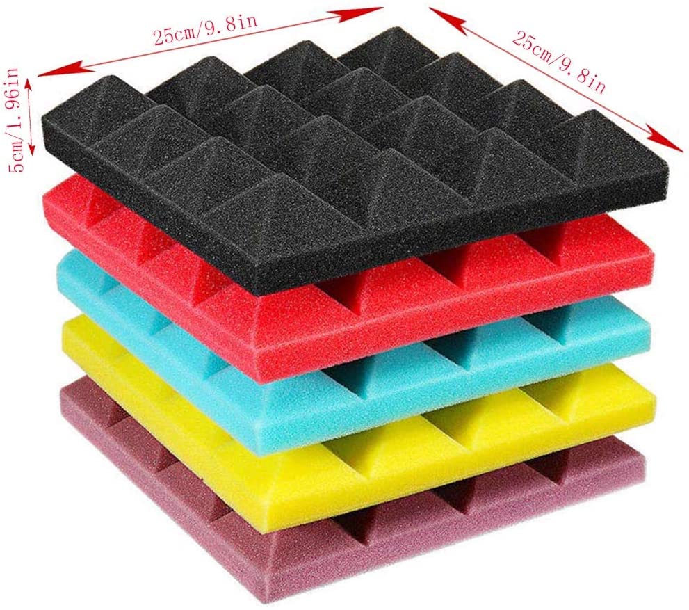 12pcs Pyramid Acoustic Foam Tile Home Studio Sound Treatment ...