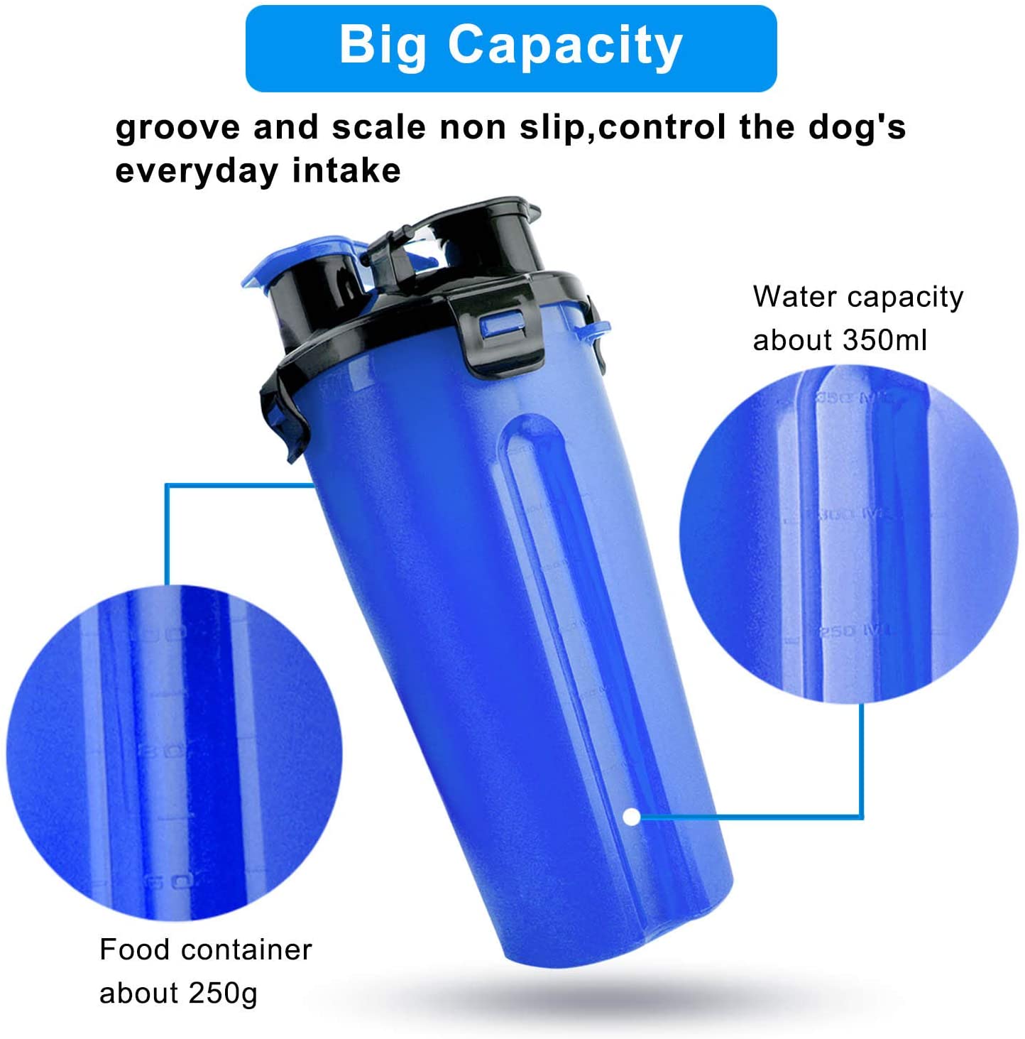 MATT SAGA Dog Water Bottle with 2 Foldable Bowls Portable 2 in 1 Water Bottle and Food for Dogs Cats Pets Travel Bottle for Walking Exercise - Image 3
