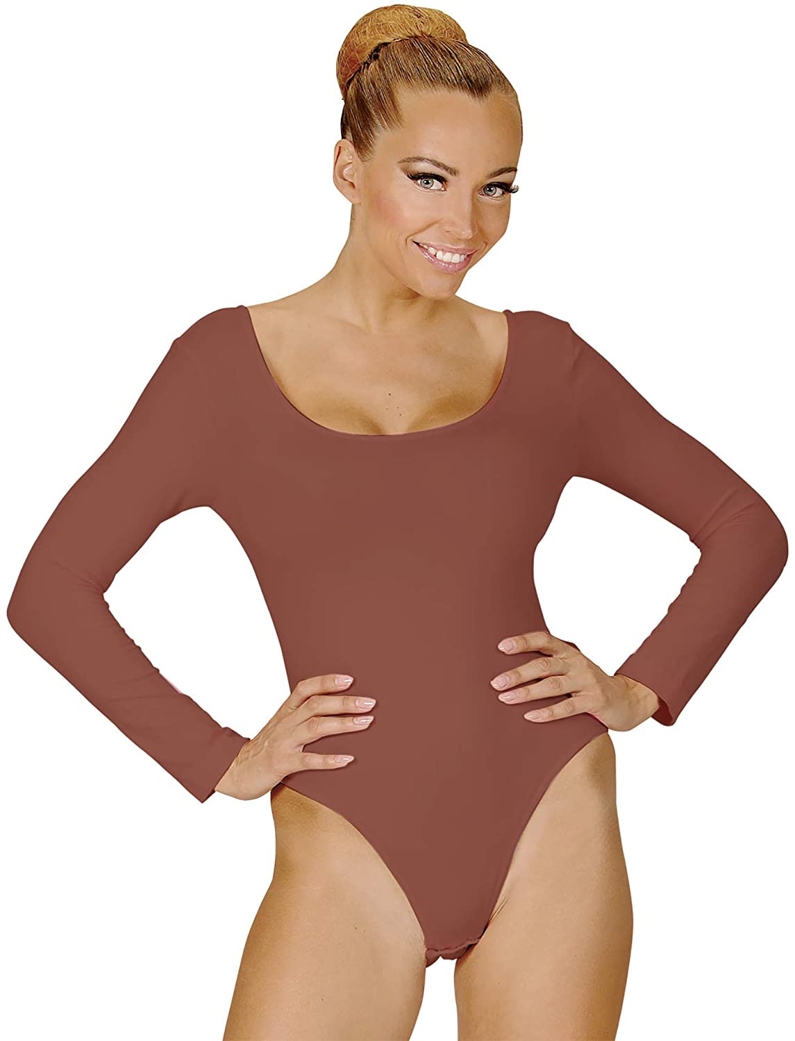 Widmann Womens Ladies Beige Long Sleeve Leotard Ballerina Fancy Dress Costume Outfit Xl, Skin-coloured