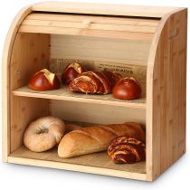 G.a HOMEFAVOR 2-Layer Bamboo Bread Bin with Removable Layer, Self Assembly