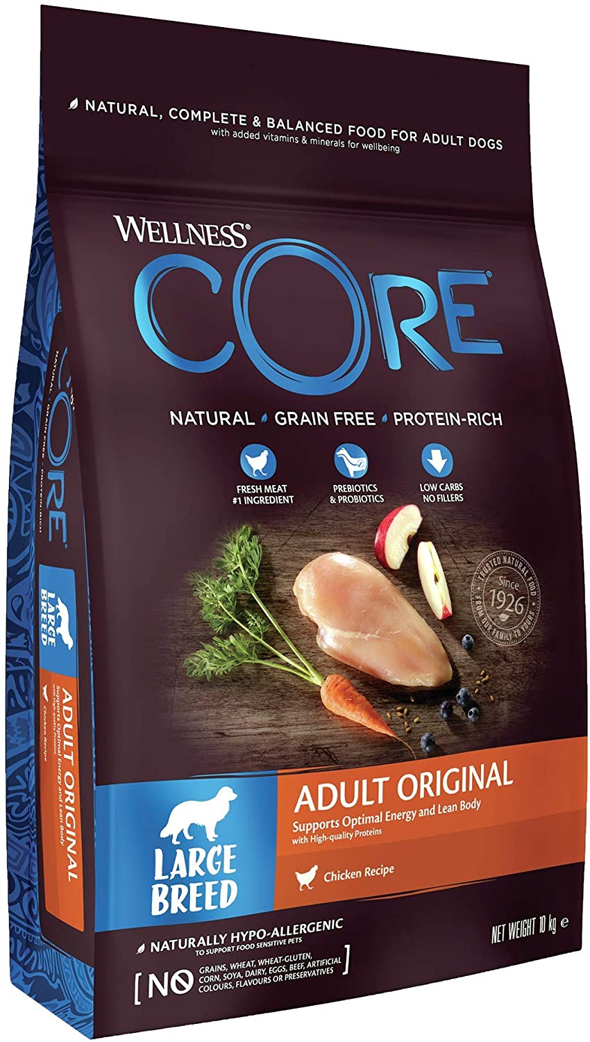 Wellness CORE Original 10 kg, Chicken, Dry Dog Food for Large Breeds Grain-Free, Natural, Hypoallergenic, Protein-Rich