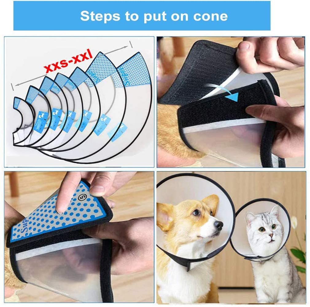Supet Dog Cone Adjustable Pet Cone Recovery Collar Comfortable Pet Cone Collar Protective for After Surgery Anti-Bite Lick Wound Healing Safety Practical Plastic E-Collar for Dogs and Cats (White M) - Image 4