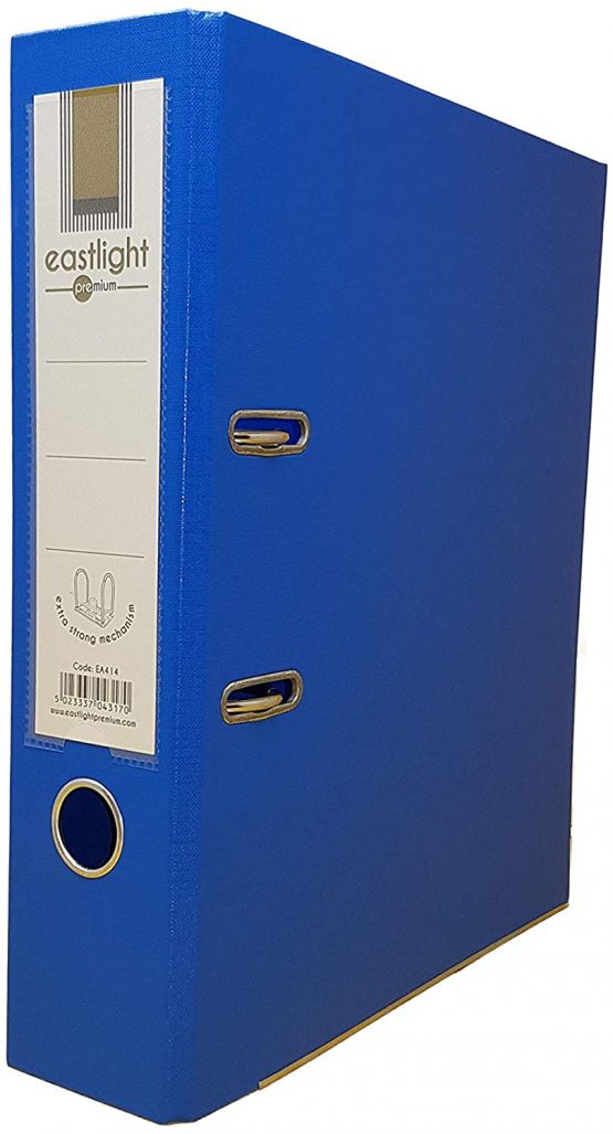 Eastlight A4 Extra Strong Blue Lever Arch Files Plastic on Board Folder Document Storage (Pack of 4) - Image 2