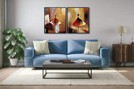 Wieco Art Black Framed Ballet Dancers 2 Pieces Modern Decorative Artwork 100% Hand Painted Abstract Oil paintings on Canvas Wall Art for Home Bedroom Decorations AB2107-UK-BF - Image 3