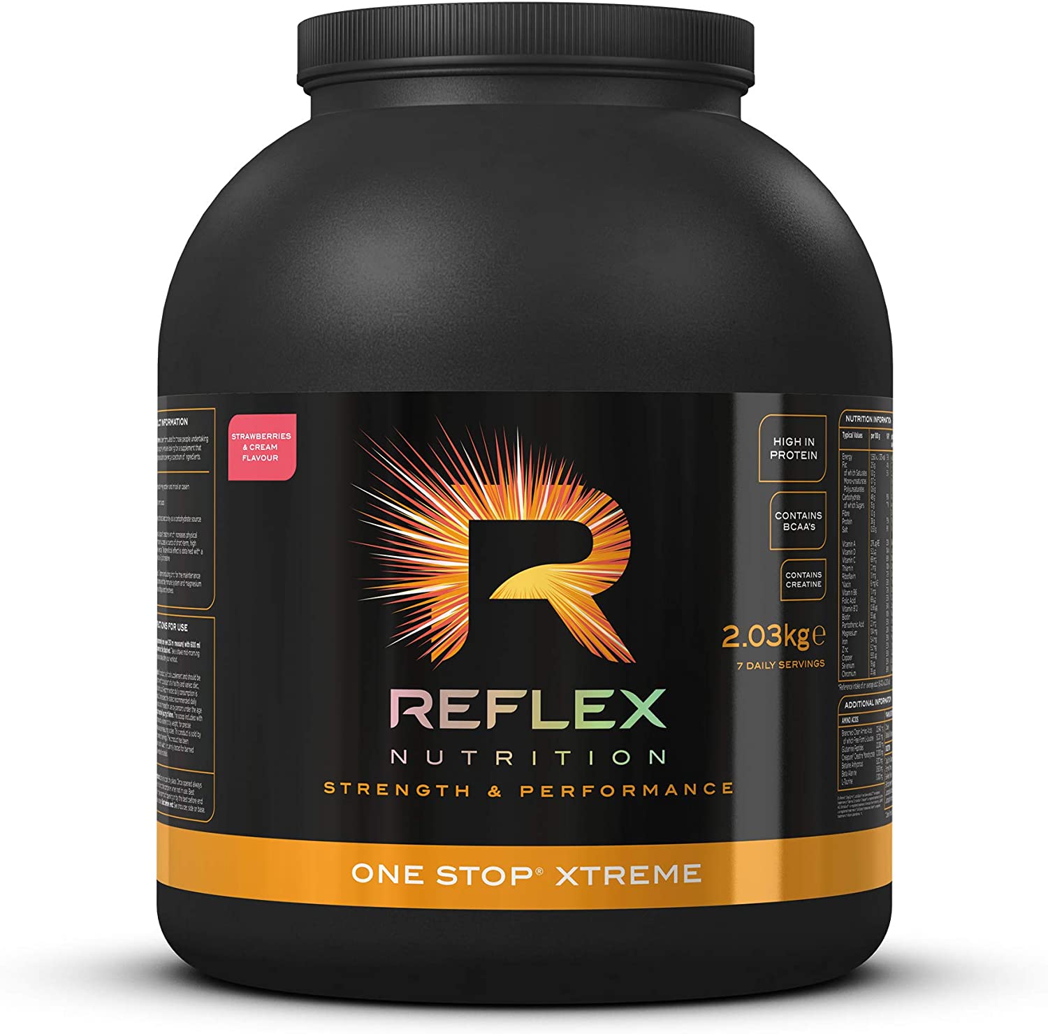Reflex Nutrition One Stop® Xtreme, Serious Mass Gainer, All in One Protein Powder, 55g Protein, 10.3g BCAAs, 5,000mg Creatine