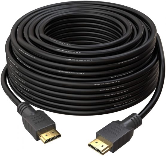 25M HDMI Cable v1.4 by True HQ™ | HIGH SPEED Long Lead with Ethernet ARC 3D | Full HD 1080P PS4 Xbox One Sky HD TV Laptop PC Monitor CCTV | Black & Gold Plated