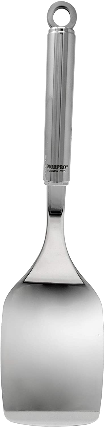 Norpro Stainless Steel Krona Solid Turner, Silver, 12-Inch
